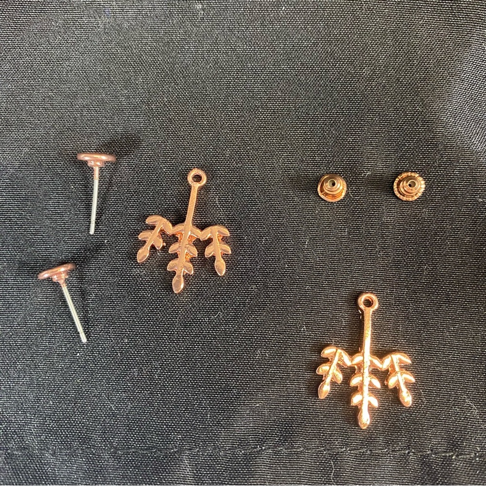 Rose Gold Leaf Jacket Earrings - Picture 3 of 3